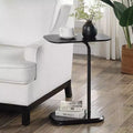 Black Rectangle Wood C-Shape End Table, 25.25 in. H