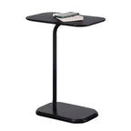 Black Rectangle Wood C-Shape End Table, 25.25 in. H