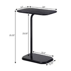 Black Rectangle Wood C-Shape End Table, 25.25 in. H