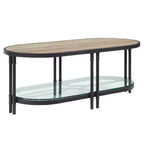 Royal Hampton 47 Inch Wood Coffee Table, Oblong, Industrial Design, Oak