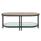 47" Oblong Wood Coffee Table, Industrial Design, Oak Finish