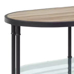 47" Oblong Wood Coffee Table, Industrial Design, Oak Finish
