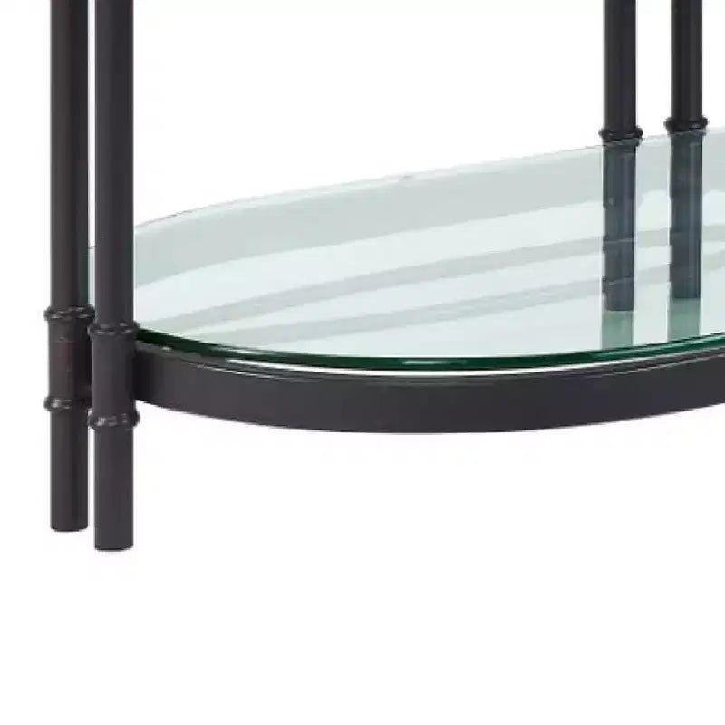 47" Oblong Wood Coffee Table, Industrial Design, Oak Finish