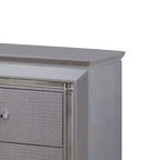 2-Drawer Wooden Nightstand with Embossed Textured Details, Gray