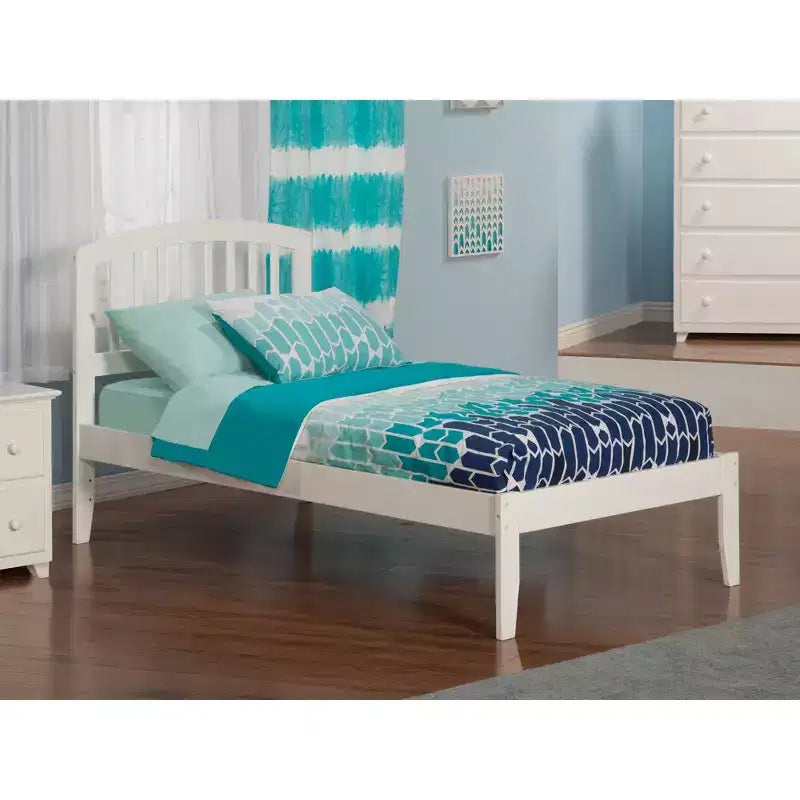 Platform Bed with Sleek Bowed Headboard & Sturdy Slats