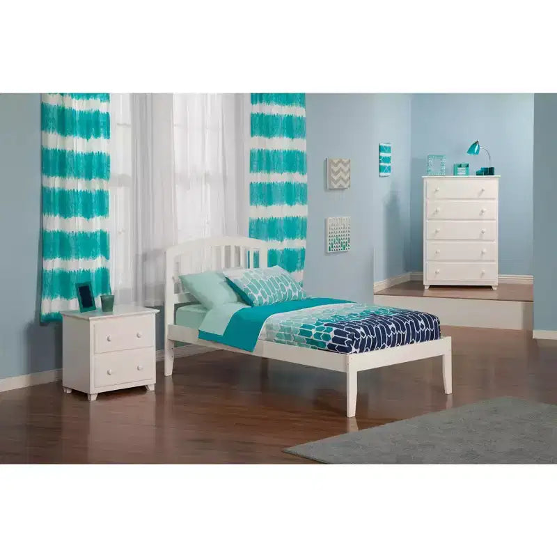Platform Bed with Sleek Bowed Headboard & Sturdy Slats