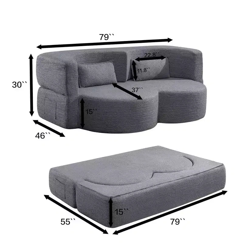Convertible Loveseat Sofa Bed with Memory Foam, Futon Couch for Living Room