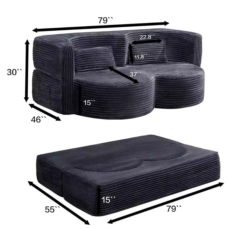 Convertible Loveseat Sofa Bed with Memory Foam, Futon Couch for Living Room