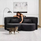 Okak Modern Folding 2-in-1 Convertible Loveseat Sofa with Memory Foam,Comfy Futon Couch Sofabed for Living Room, Apartment