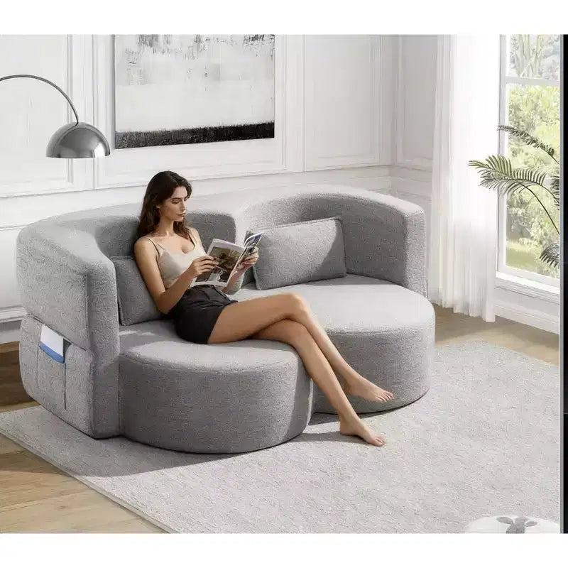 Okak Modern Folding 2-in-1 Convertible Loveseat Sofa with Memory Foam,Comfy Futon Couch Sofabed for Living Room, Apartment