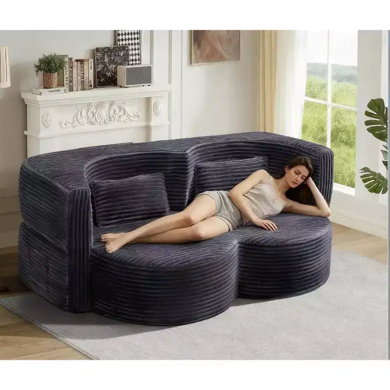 Okak Modern Folding 2-in-1 Convertible Loveseat Sofa with Memory Foam,Comfy Futon Couch Sofabed for Living Room, Apartment