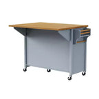 52" Kitchen Island with Embossed Texture, Spice Rack, Drop Leaf & Adjustable Shelf