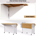 52" Kitchen Island with Embossed Texture, Spice Rack, Drop Leaf & Adjustable Shelf