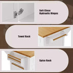 52" Kitchen Island with Embossed Texture, Spice Rack, Drop Leaf & Adjustable Shelf