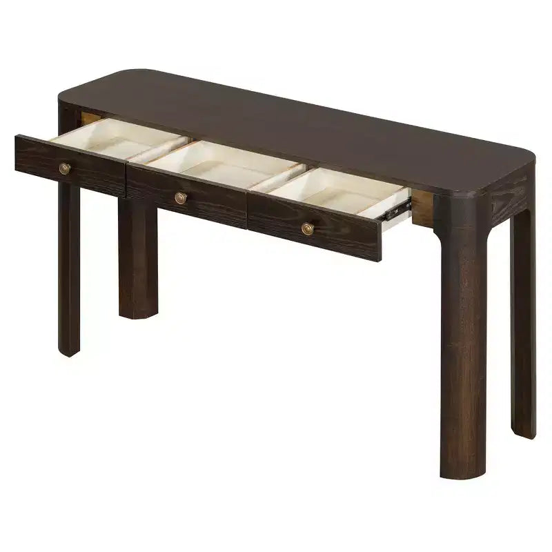 Curved Edge Console Table with 3 Hidden Drawers