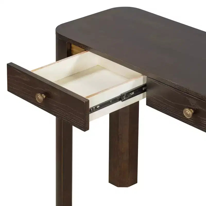 Curved Edge Console Table with 3 Hidden Drawers