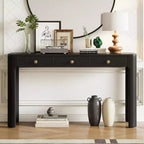 Curved Edge Console Table with 3 Hidden Drawers