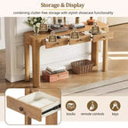 Curved Edge Console Table with 3 Hidden Drawers
