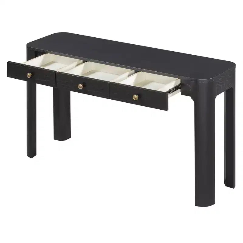 Curved Edge Console Table with 3 Hidden Drawers