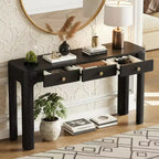 Polibi Curved Edge Console Table with 3 Hidden Drawers