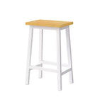 25.6" Rustic Counter Stools with Wood Seat, Black Metal Frame & Footrest