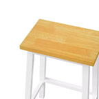 25.6" Rustic Counter Stools with Wood Seat, Black Metal Frame & Footrest