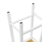 25.6" Rustic Counter Stools with Wood Seat, Black Metal Frame & Footrest