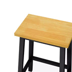 25.6" Rustic Counter Stools with Wood Seat, Black Metal Frame & Footrest
