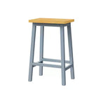 25.6" Rustic Counter Stools with Wood Seat, Black Metal Frame & Footrest