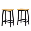 EHMKNP 25.6 Tall Counter Chairs with Footrests, Wood Seat & Black Metal Frame, Rustic Kitchen Stools for Dining Room, Pub, or Coffee Bar