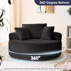 Cord 360° drehbarer Sessel mit Zierkissen, tiefe Sitzfläche