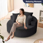 Cord 360° drehbarer Sessel mit Zierkissen, tiefe Sitzfläche