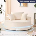 Cord 360° drehbarer Sessel mit Zierkissen, tiefe Sitzfläche
