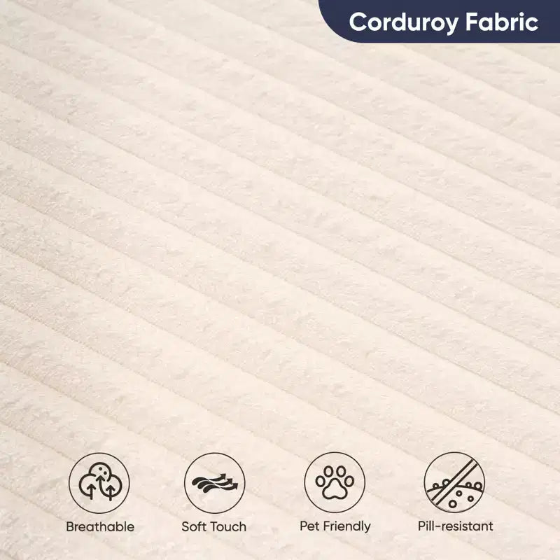 Corduroy 360° Swivel Barrel Armchair with Accent Pillows, Deep Seat