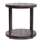 Runder Metall-Beistelltisch in Gauntlet Grey mit Eichenfurnierplatte