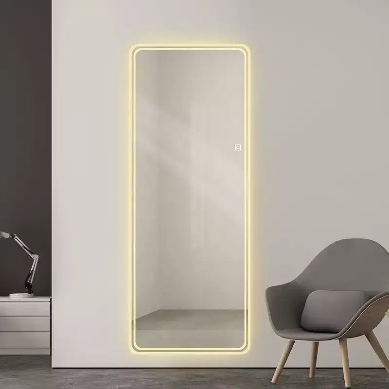 65 x 24 inch Wall-Mounted Full Length Mirror LED Mirror with Dimming 3 Color Lighting Suitable for Bedrooms Dressing Room