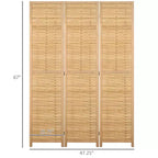 3-Panel Hand-Woven Bamboo Folding Room Divider, 47.25x67 in.