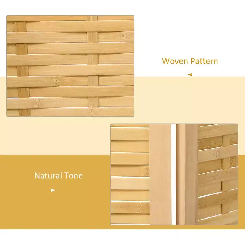 3-Panel Hand-Woven Bamboo Folding Room Divider, 47.25x67 in.