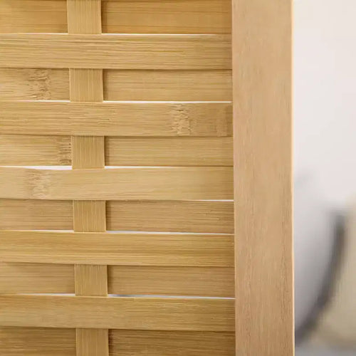 3-Panel Hand-Woven Bamboo Folding Room Divider, 47.25x67 in.