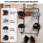 Wandmontiertes Helm- und Ausrüstungsregal mit 4 Helmständern, 4 Haken und 4 Handschuhclips