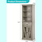 67" Tall Freestanding Storage Cabinet with Doors, Shelves & Drawer