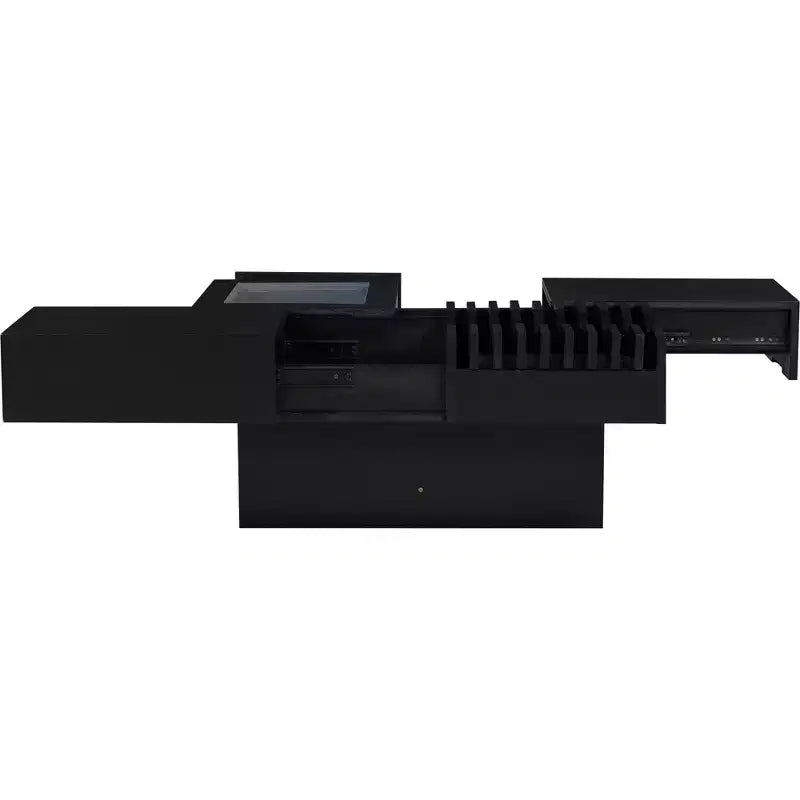 Extendable Square Coffee Table with Drawers & Tempered Glass Window