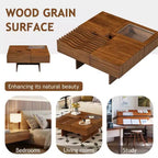 Extendable Square Coffee Table with Drawers & Tempered Glass Window