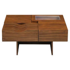 Extendable Square Coffee Table with Drawers & Tempered Glass Window