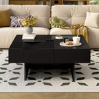 Extendable Square Coffee Table with Drawers & Tempered Glass Window