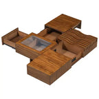 Extendable Square Coffee Table with Drawers & Tempered Glass Window