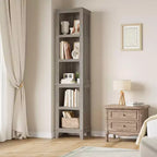 71" hohes 5-stöckiges Bauernhaus-Bücherregal mit verstellbaren Regalböden, 31,5" breit
