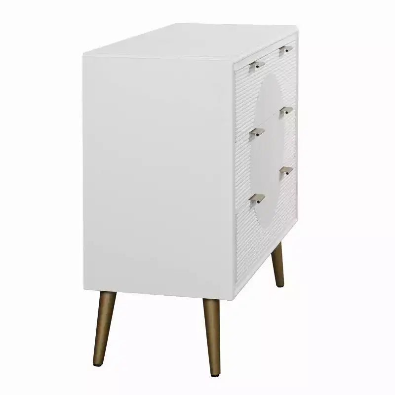 3-Drawer Baby Dresser in White & Copper, MDF, No-Tool Assembly