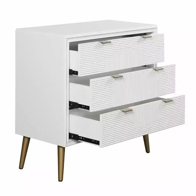 3-Drawer Baby Dresser in White & Copper, MDF, No-Tool Assembly