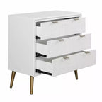 3-Drawer Baby Dresser in White & Copper, MDF, No-Tool Assembly